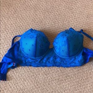 Blue lace bra underwire